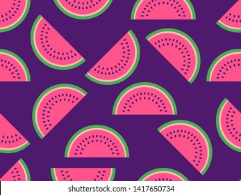 Watermelon slices seamless pattern. Summer background. Vector illustration
