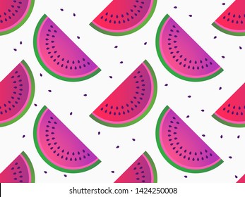 Watermelon slices seamless pattern. Summer background. Vector illustration