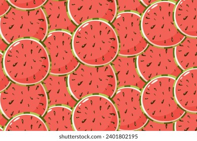 El patrón de sandía es transparente. Ilustración vectorial de frutas o bayas de verano sobre fondo aislado para papel, cubierta, tela, envoltura de regalo. Estilo plano