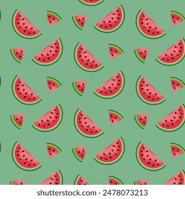 Watermelon slices seamless pattern. Top view. Summer concept. Flat design.