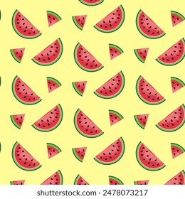 Watermelon slices seamless pattern. Top view. Summer concept. Flat design.