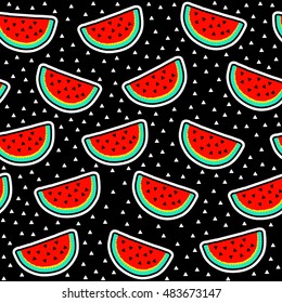 Watermelon slices seamless pattern. Trendy vector illustration.