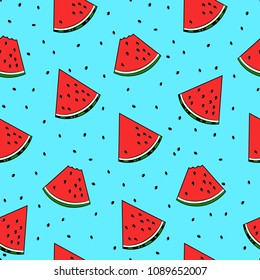 Watermelon slices seamless pattern. Vector background.