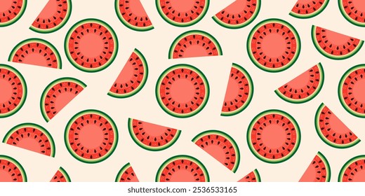 watermelon slices seamless summer texture on light background