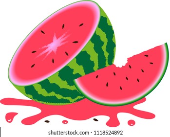  Watermelon and slices of watermelon with seeds