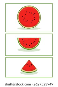 watermelon slices in several frames, comic style 