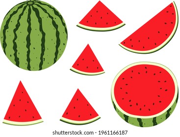 Watermelon slices summer fruit vector illustration