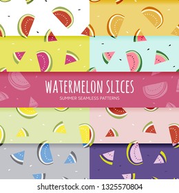 Watermelon slices. Summer seamless pattern. Charcoal style.
