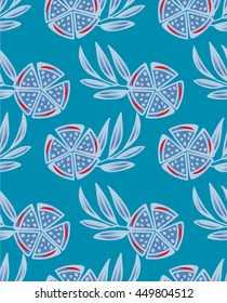 Watermelon slices summer Vector Seamless pattern background.