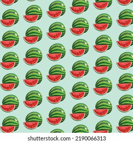 Watermelon slices and texture dots pattern. Seamless summer background.
