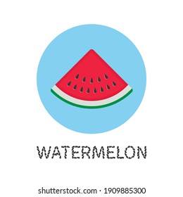 Watermelon slices vector icon isolated on white background. Fresh ripe watermelon.  