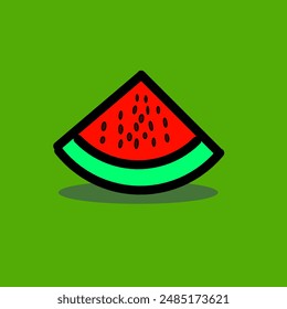 Watermelon Slices. Watermelon vector illustration. Isolated on green background