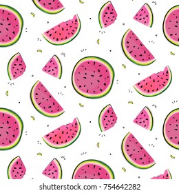 Watermelon slices vector pattern. Cool modern fresh artistic design. Berry food cloth decoration. Fashion trendy hot dynamic  print