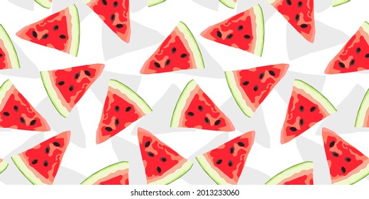 Watermelon slices vector seamless pattern