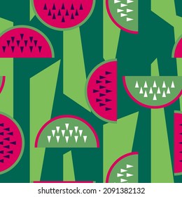Watermelon slices vector seamless pattern