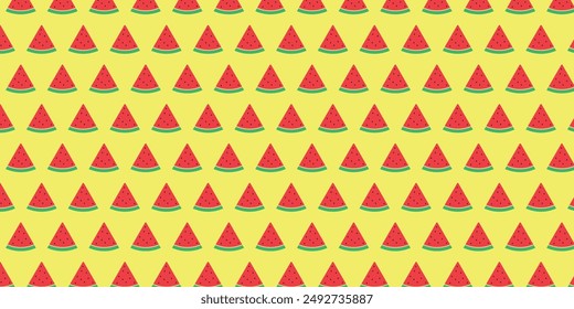 Watermelon slices vector yellow pattern.