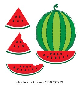 watermelon and slices.vector illustration.