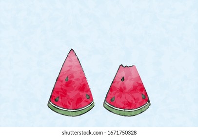 Watermelon: small cut size, 2 slices, transparent watercolor style