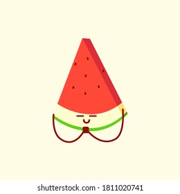 Watermelon smile emoji for app, web, logo, icon design. Fruit vector illustration