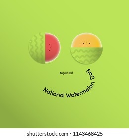 Watermelon smile to the national holiday of watermelons, 3 August. Juicy, summer, bright watermelons of two colors 