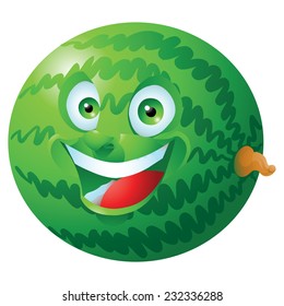 Watermelon smiling face expression cartoon character