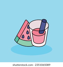 Watermelon Smoothie Free vector cartoon icon illustration.Brunch icon concept isolated . flat cartoon style