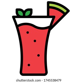 Watermelon smoothie icon, Beverage filled style vector illustration