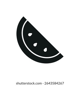 A melancia em silhueta sólida com marcas de semente em negrito oferece um ícone de fruta forte e suculento.