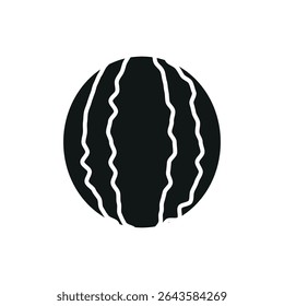 A melancia em silhueta sólida com marcas de semente em negrito oferece um ícone de fruta forte e suculento.