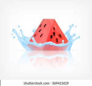 Watermelon in splashing water. Vector icon. EPS10