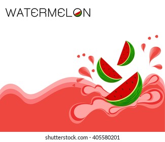 Watermelon with splash.Vector illustration.