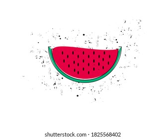 watermelon split brush flat icon on white background in vector illustration