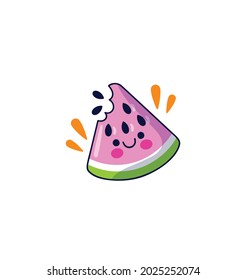 Watermelon Sticker Icon Isolated On White Background