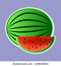 watermelon sticker vector isolated object bright style