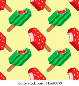 Watermelon and strawberry ice-cream seamless pattern.