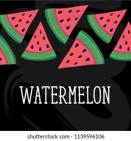 Watermelon Style Vector Illustration food fruit summer Chalkboard