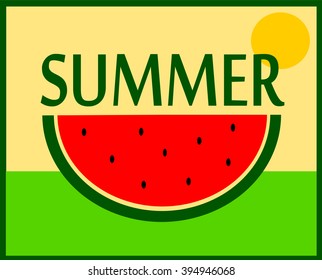 watermelon summer design with slice and seeds