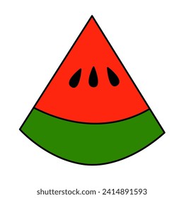 watermelon of summer doodles icon set