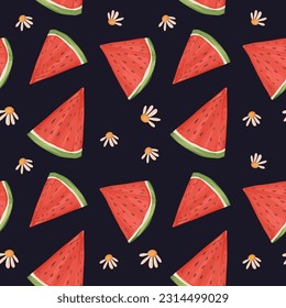 watermelon summer fruit seamless pattern