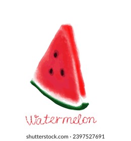 Watermelon summer fruit watercolor hand drawn vector elements, isolate on white background.