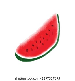 Watermelon summer fruit watercolor hand drawn vector elements, isolate on white background