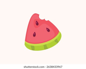 Watermelon summer icon vector illustration in vibrant flat design. Perfect for tropical, vacation, fruit, and seasonal themes related to summer, freshness, and healthy lifestyle.