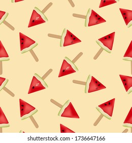 Watermelon summer pattern on a light pink background