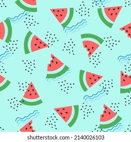 Watermelon summer pattern vector illustration.