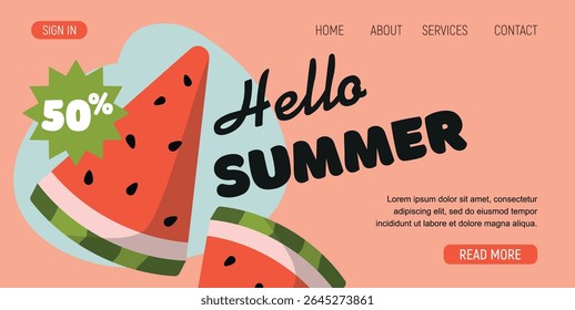 Watermelon Summer sale banner. Vector illustration