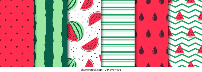 Watermelon summer seamless pattern collection