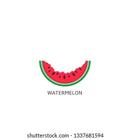 Watermelon. Summer watermelon slice with bite taken off Vector illustration