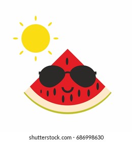 Watermelon and sun icon vector illustration on white background