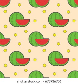watermelon and sun seamless pattern,kids background watermelon
