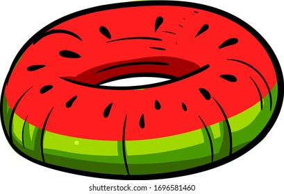 Watermelon swimming ring, illustration, vector on white background